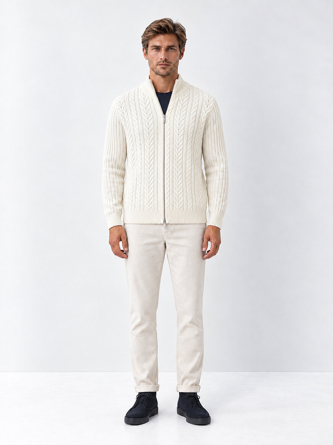 Zippered Regular Fit Knit Cardigan - 2