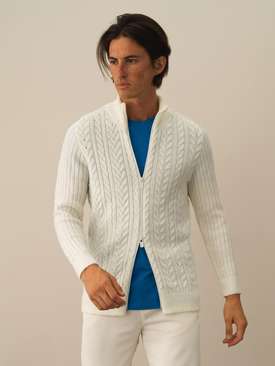 Zippered Regular Fit Knit Cardigan - 1