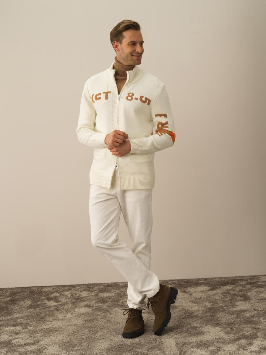 Zippered Regular Fit Wool Cardigan - 2